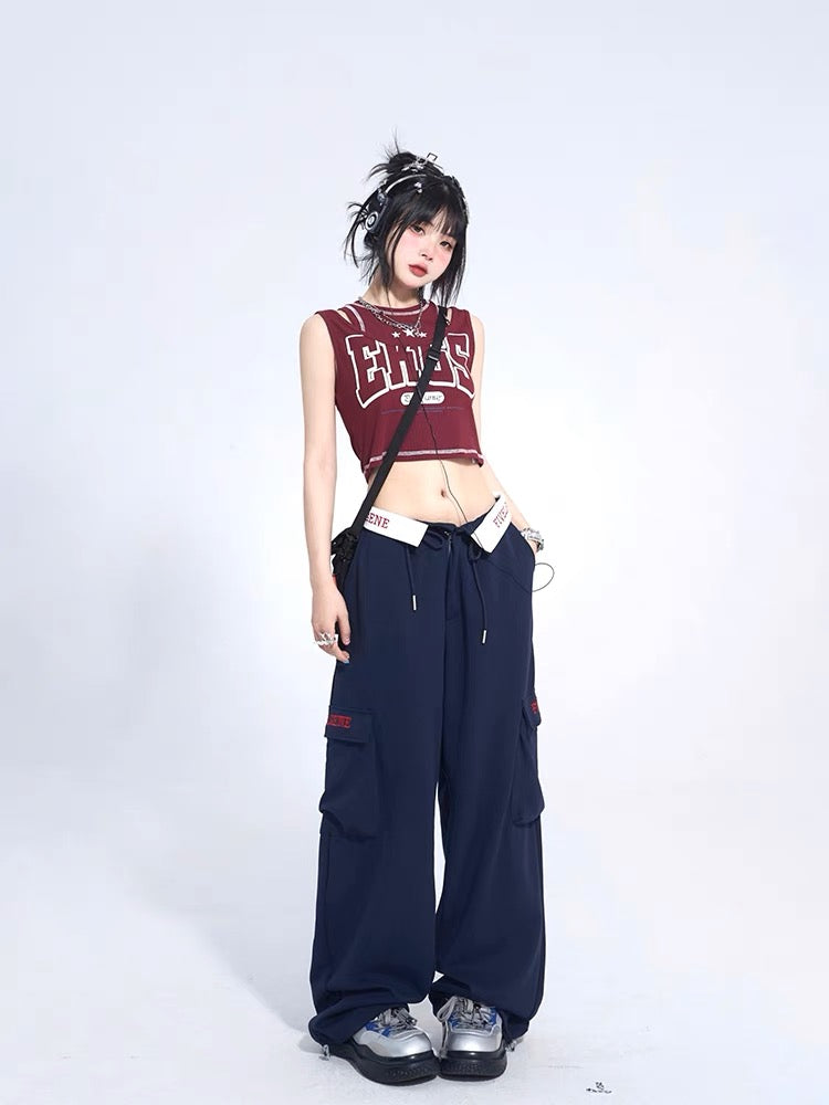 High Waist Loose Lapel Mopping Pants-ntbhshop