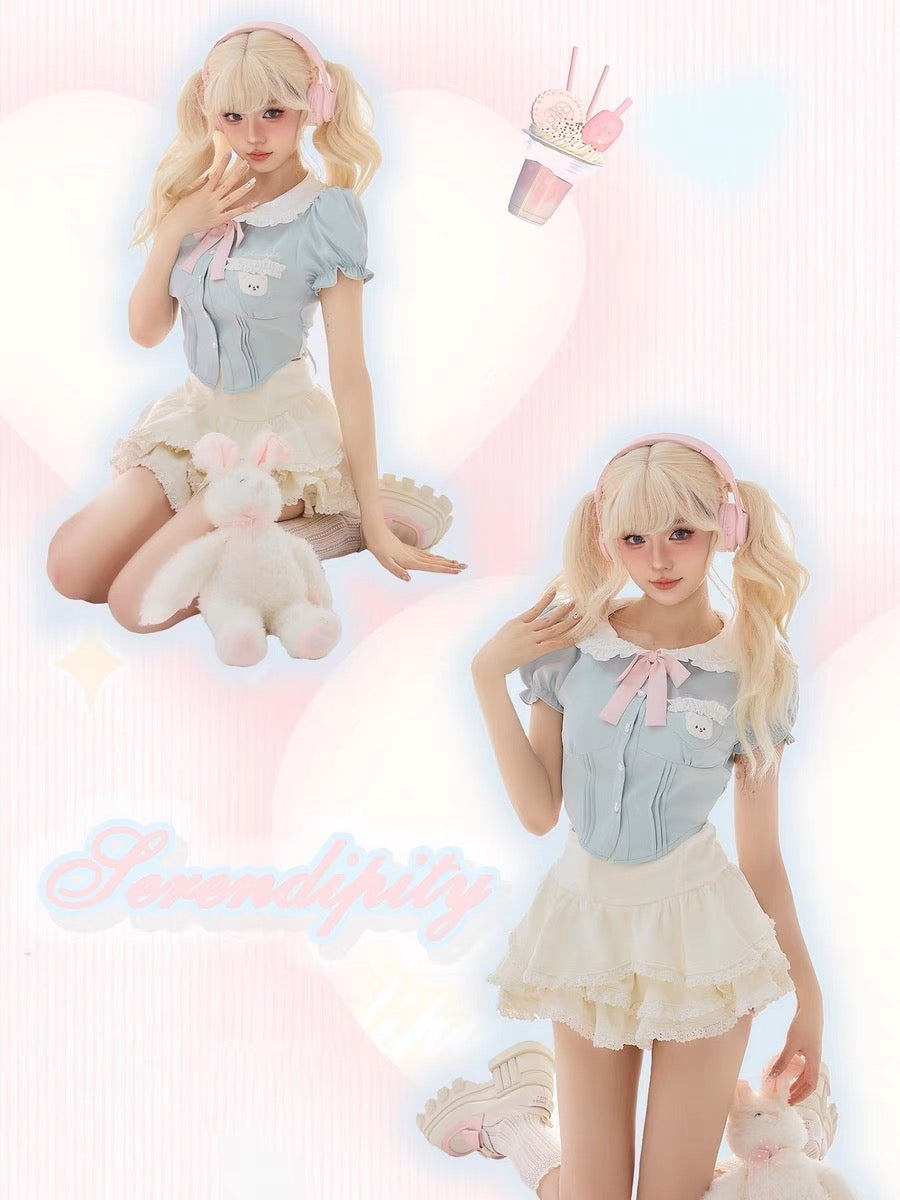 Cute Bear Ice Suspender Layered Skirt-ntbhshop