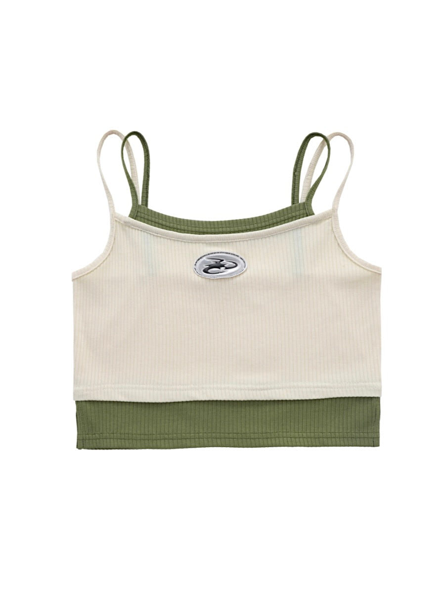 Retro Color Contrast Faux Two-Piece Suspenders-ntbhshop