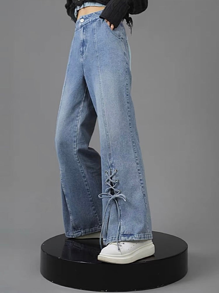 High Waist Wide-Leg Flared Jeans-ntbhshop