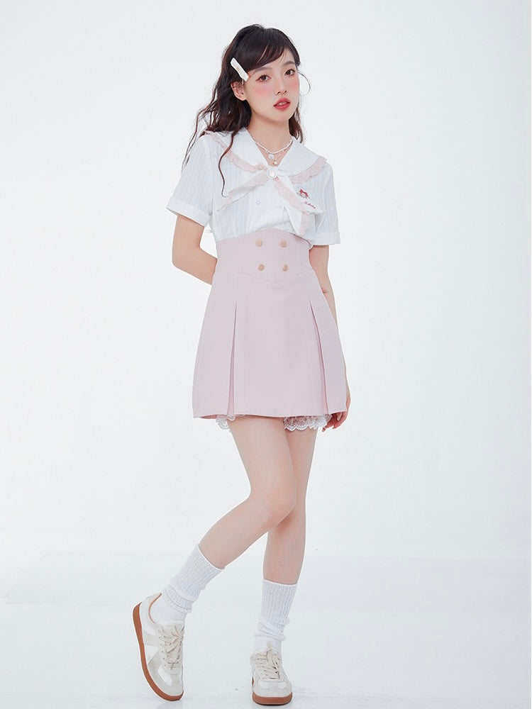 Sweet and Cute My Melody High Waist Skirt with Pettipants-ntbhshop