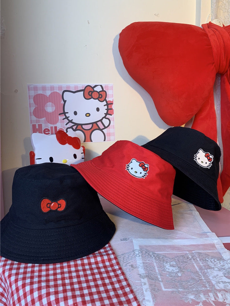 Cute Hello Kitty Double-Sided Sunshade Sunscreen Fisherman Hats-ntbhshop