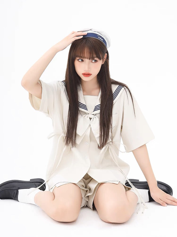 Cute Cinnamoroll Japanese Navy Style Sailor Collar Short sleeved Blouse-ntbhshop