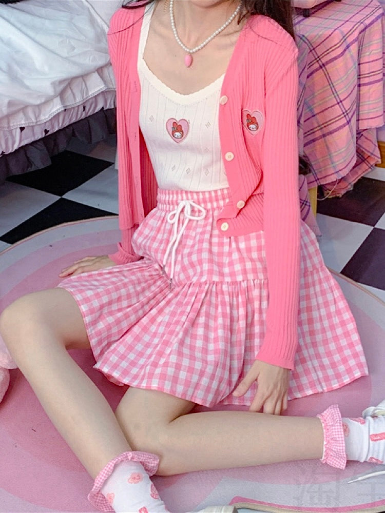 Dopamine Sweet Spicy My Melody Pink Heart Camisoles-ntbhshop