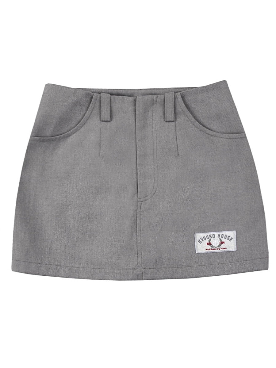 Korean Preppy Style Gray Pencil Mini Skirt-ntbhshop