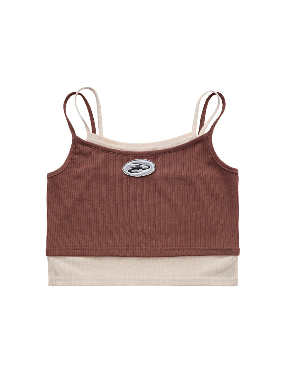 Retro Color Contrast Faux Two-Piece Suspenders-ntbhshop