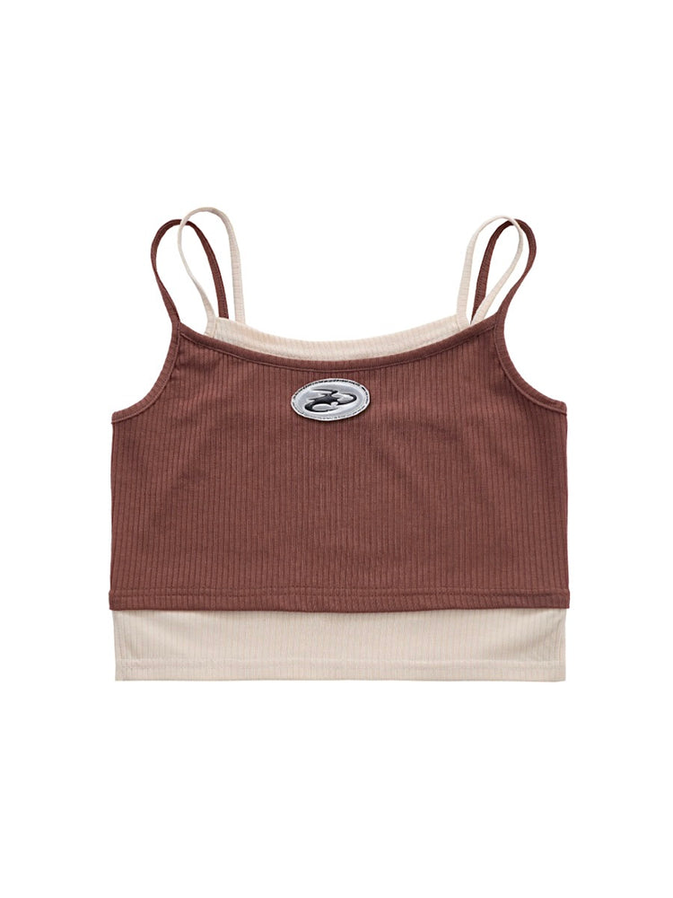 Retro Color Contrast Faux Two-Piece Suspenders-ntbhshop