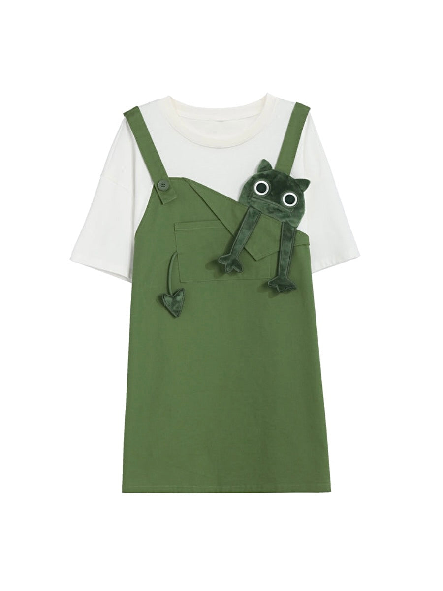 Green Monster Faux Two Piece Tee Dress-ntbhshop