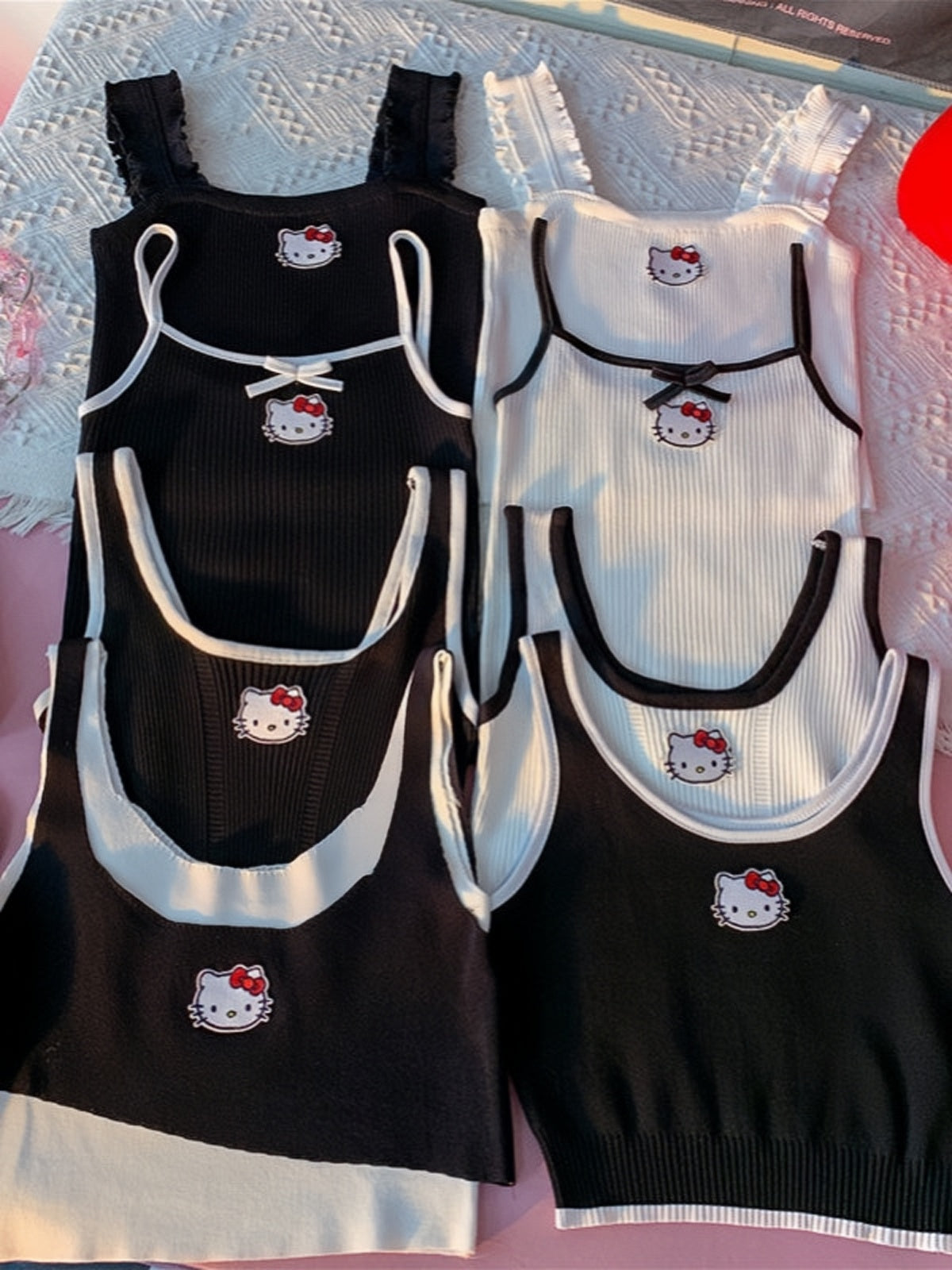 Dopamine Sweet and Cute Hello Kitty Camisoles-ntbhshop