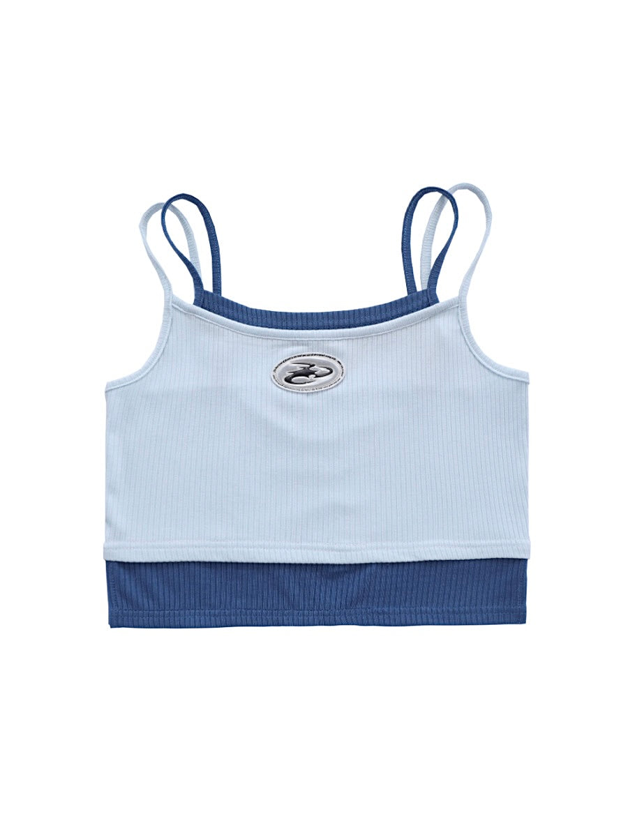 Retro Color Contrast Faux Two-Piece Suspenders-ntbhshop