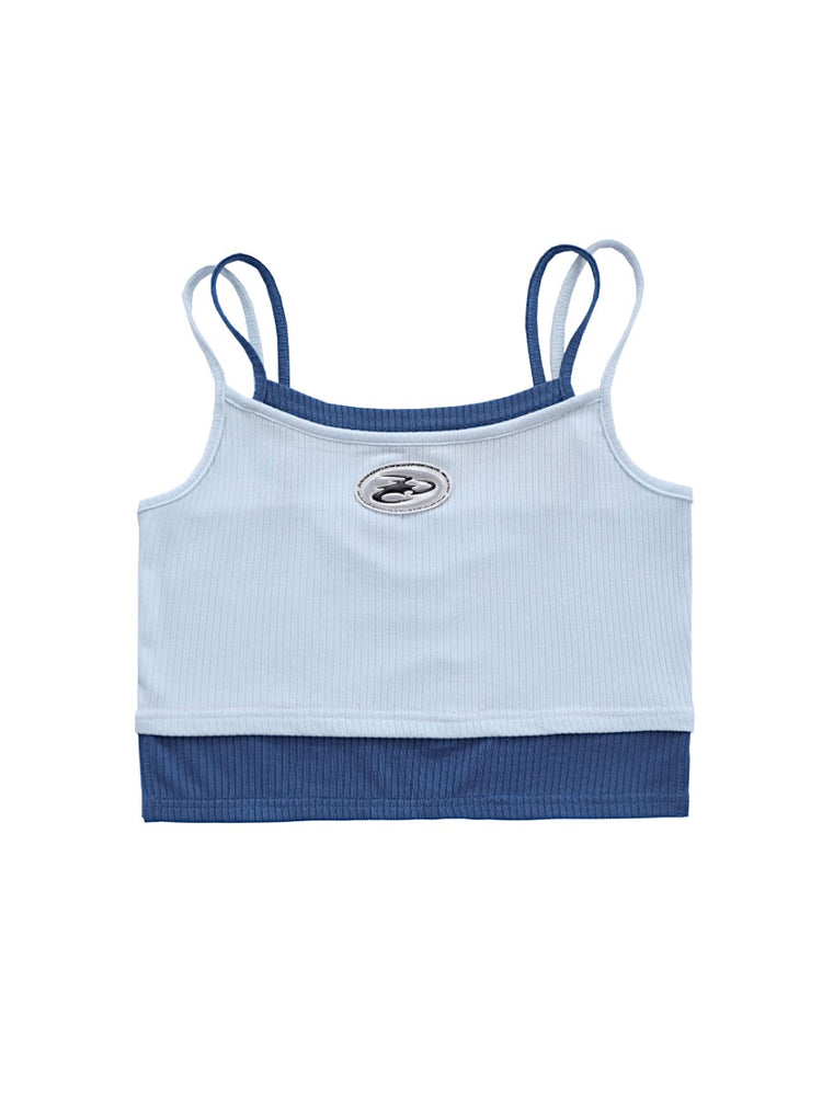 Retro Color Contrast Faux Two-Piece Suspenders-ntbhshop