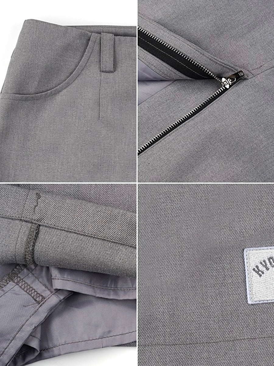 Korean Preppy Style Gray Pencil Mini Skirt-ntbhshop