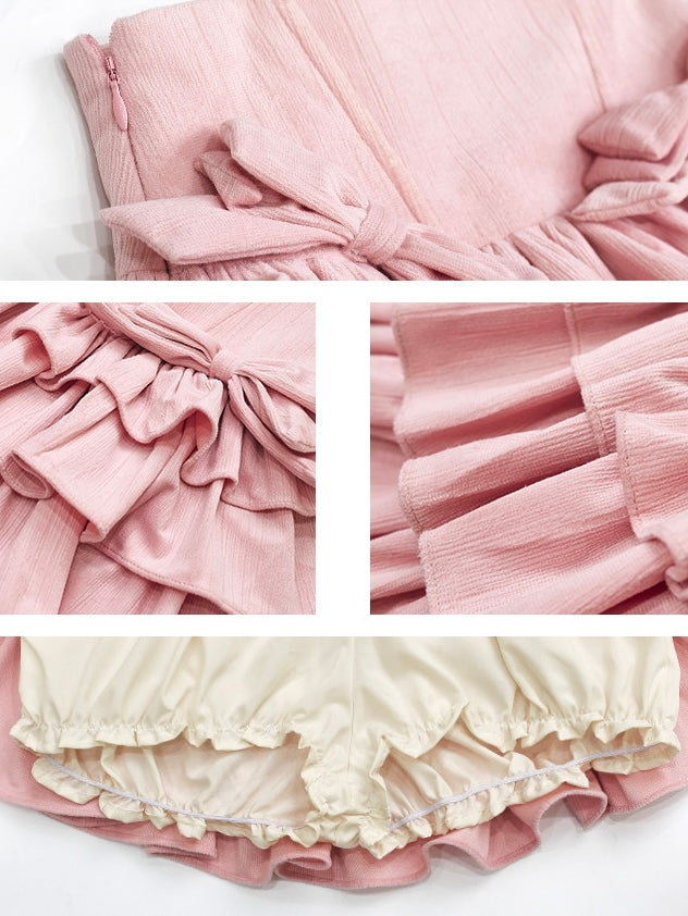 Sweet and Spicy Running Sweetheart A-line High Waist Bow Knot Cake Skirt-ntbhshop
