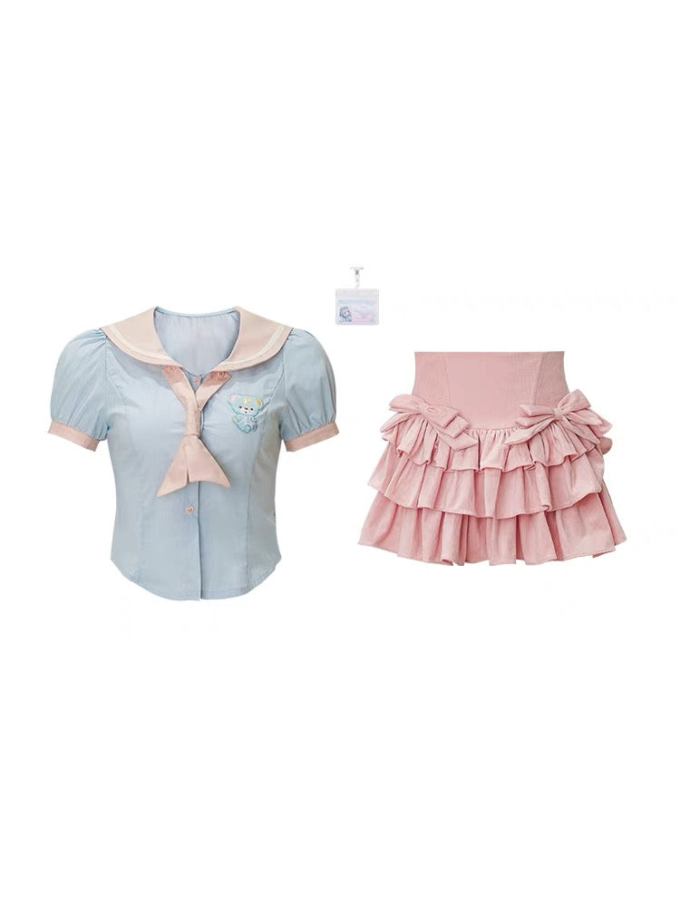 Sweet and Spicy Running Sweetheart Doll Collar Short Sleeve Top-ntbhshop