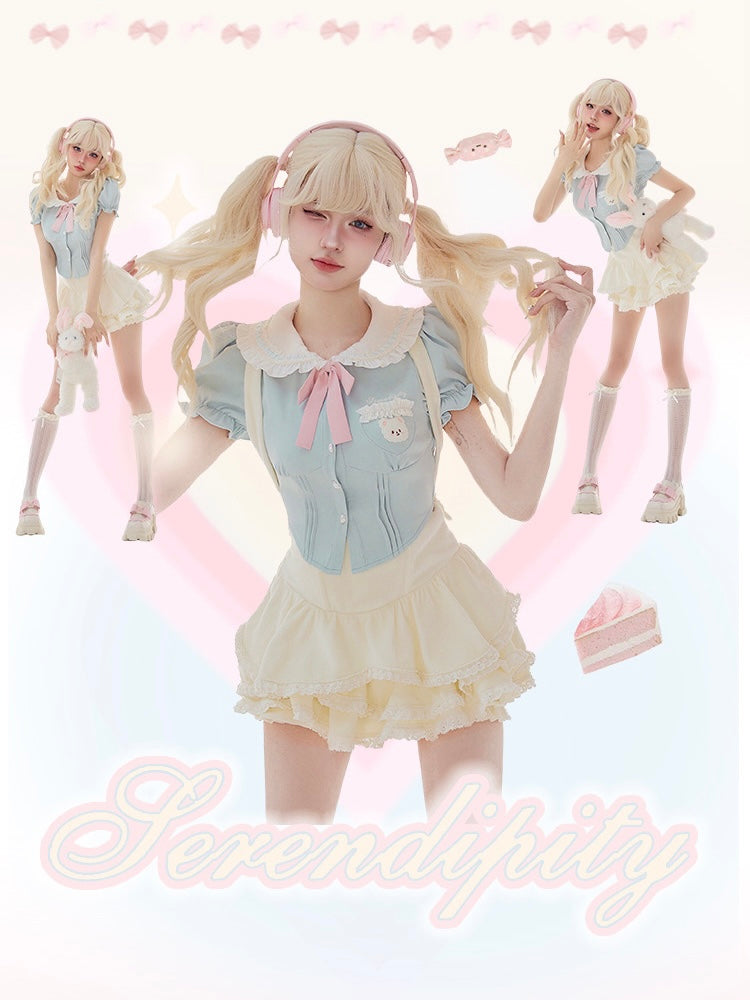 Cute Bear Ice Suspender Layered Skirt-ntbhshop