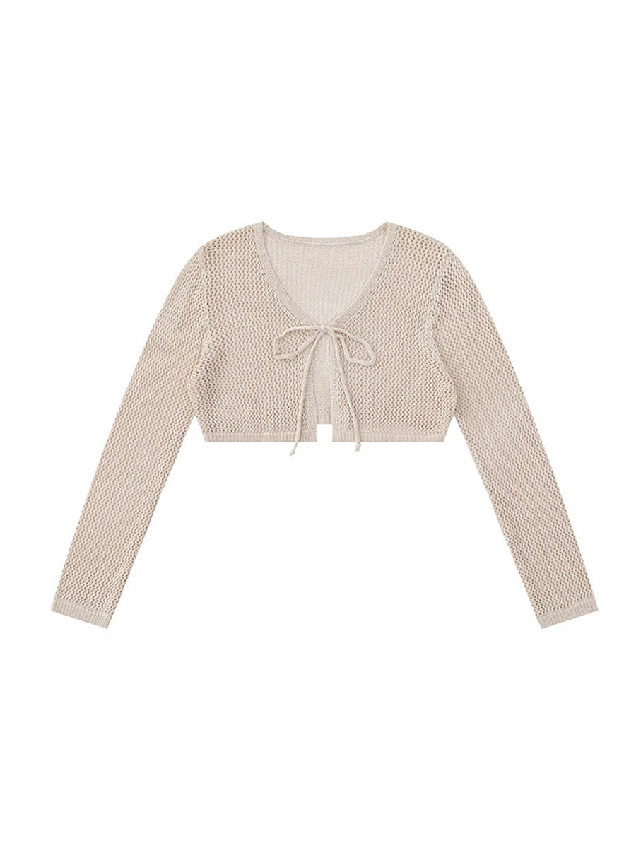Hollow Knit Cardigan Tops-ntbhshop