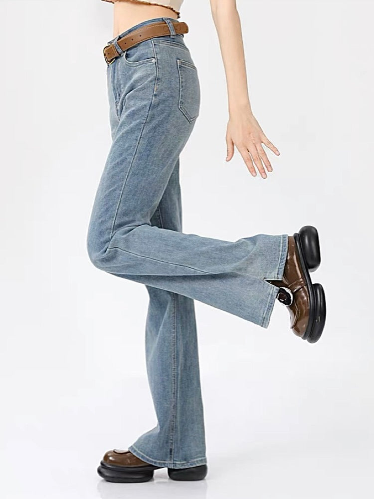 Slightly Bootcut High-Waist Jeans-ntbhshop