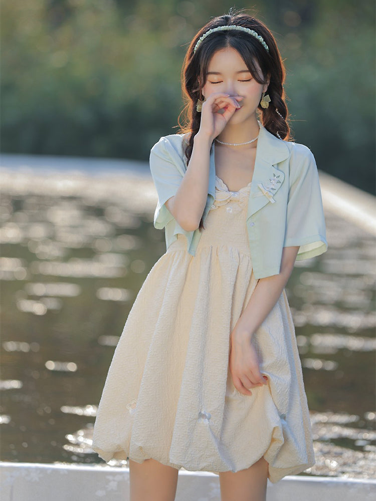 Tisanely Crop Blazer & Dress-Outerwear-ntbhshop