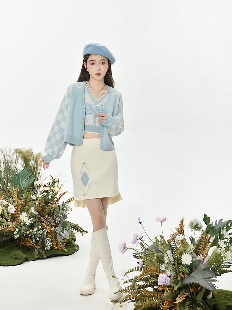 Milky Cloud Knit Cardigan, Top & Skirt-ntbhshop