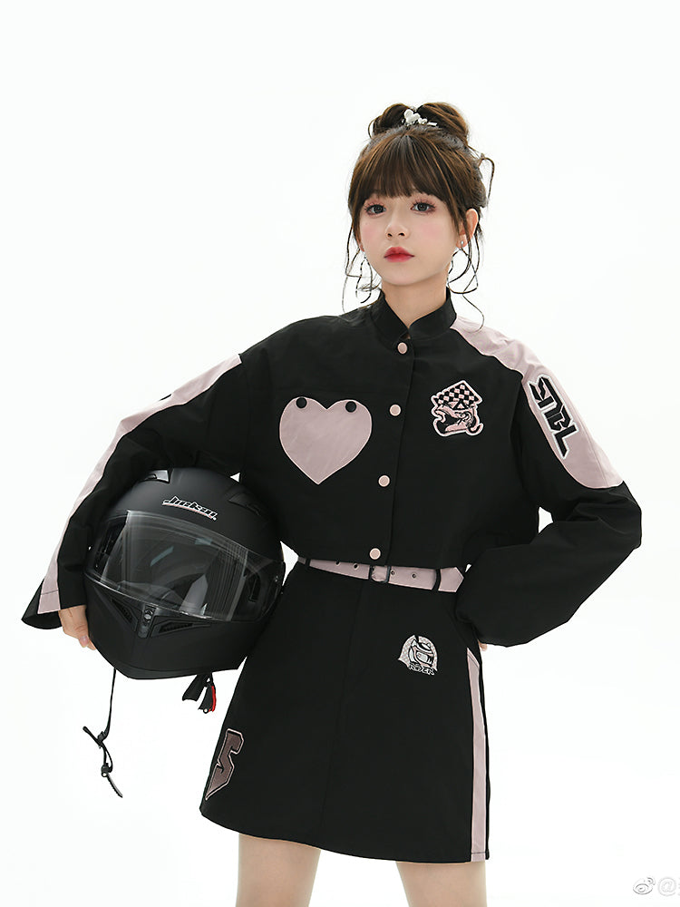 Racing Girl Crop Jacket & Mini Skirt-ntbhshop