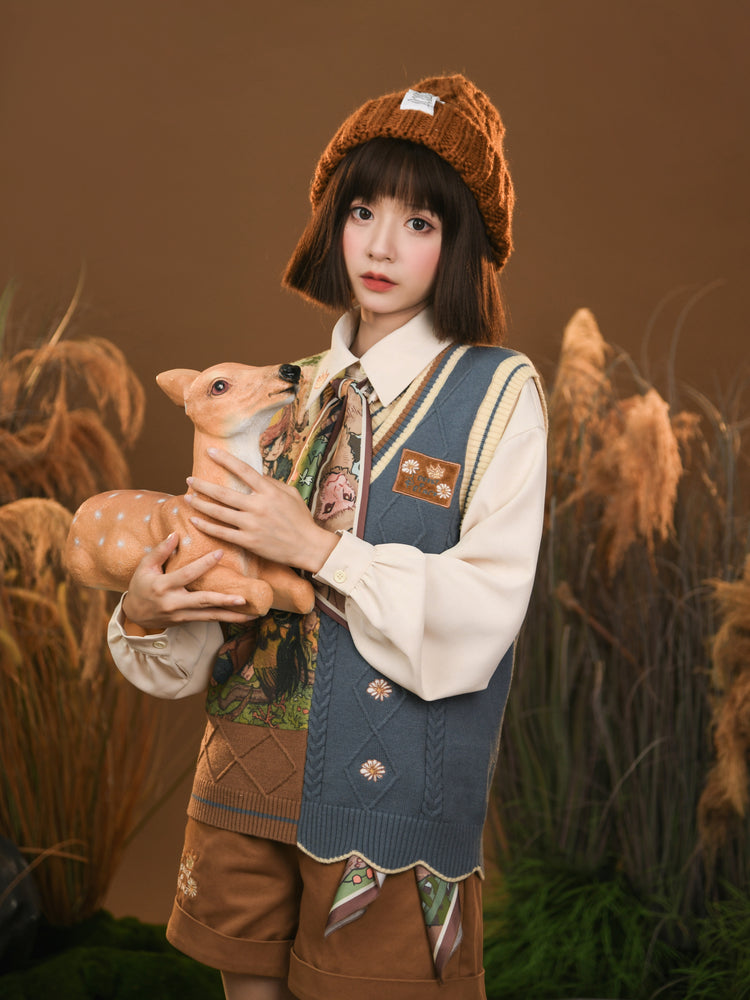 Forest Prince Artistic Knit Vest, Shirt, Shorts & Scarf-ntbhshop