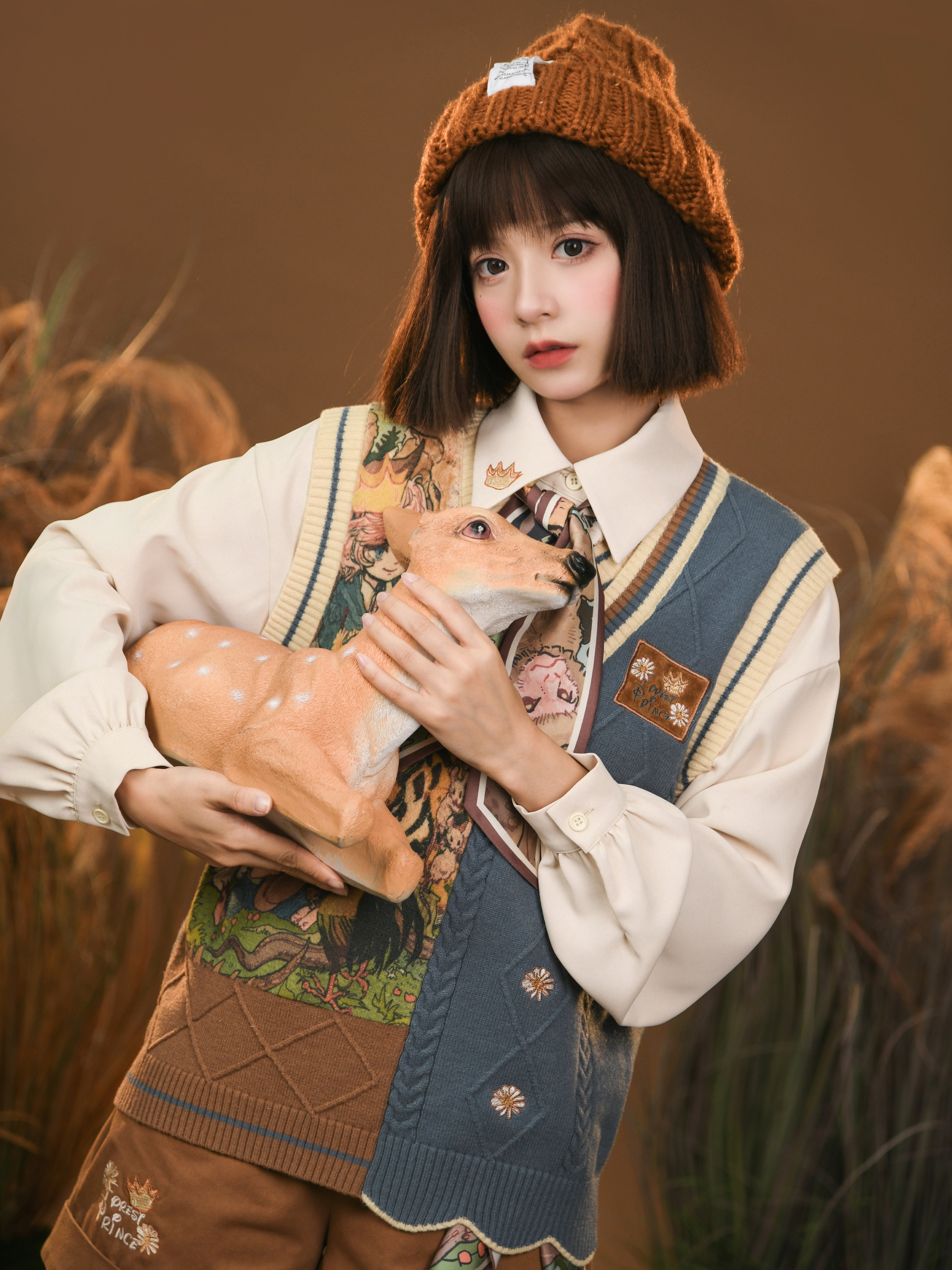 Forest Prince Artistic Knit Vest, Shirt, Shorts & Scarf-ntbhshop