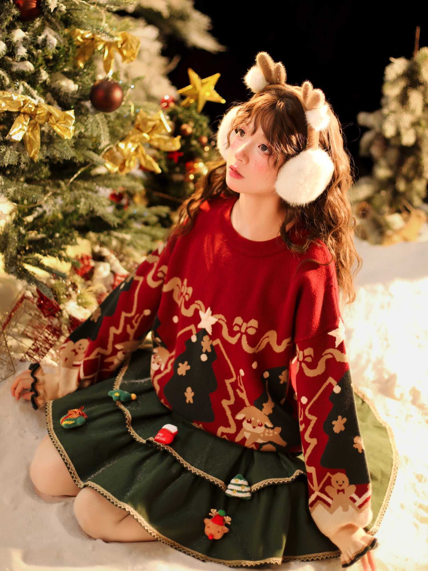 Christmas Knit Sweater with Detachable Collar-ntbhshop