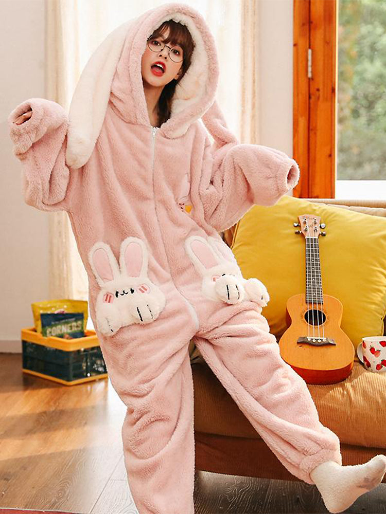 Pink Bunny Fleece Pajamas-ntbhshop