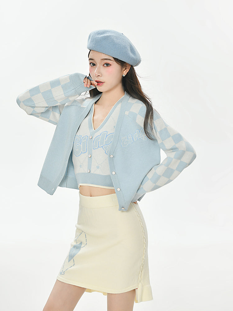 Milky Cloud Knit Cardigan, Top & Skirt-ntbhshop