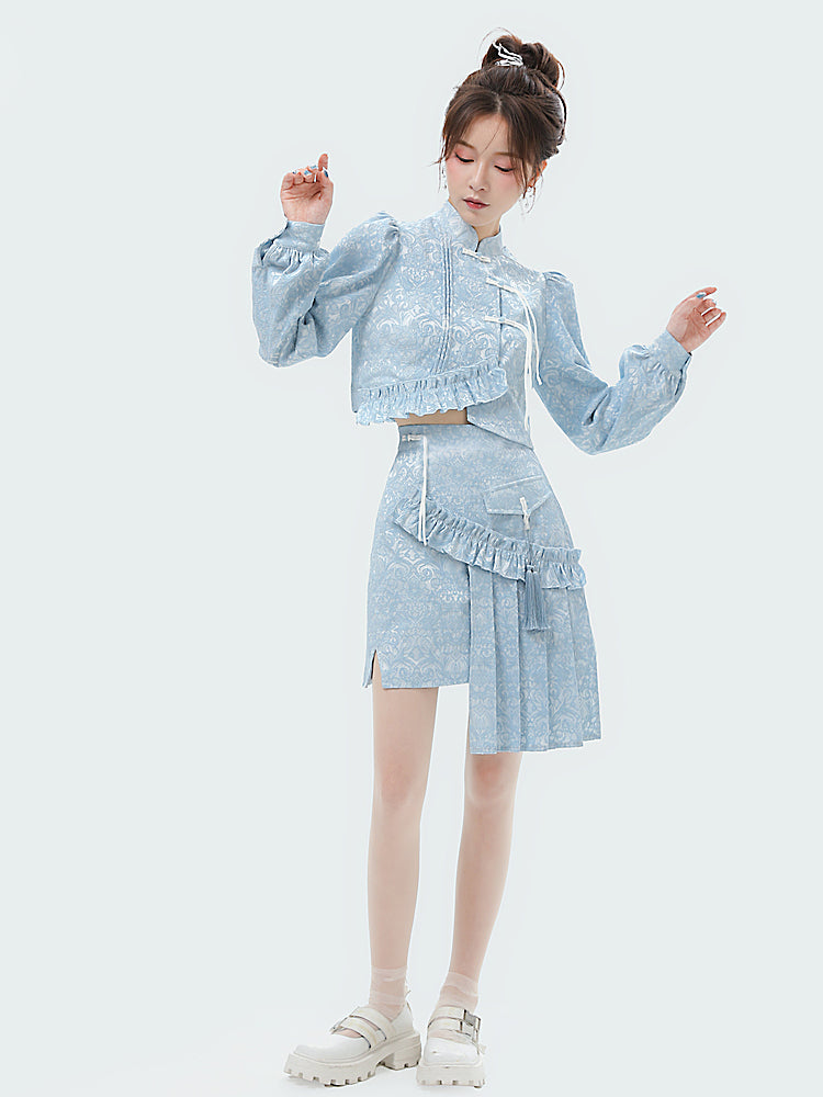 Lán Cheongsam Crop Top & Asymmetrical Skirt-ntbhshop