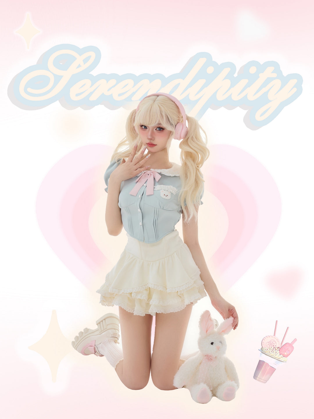 Cute Bear Ice Suspender Layered Skirt-ntbhshop