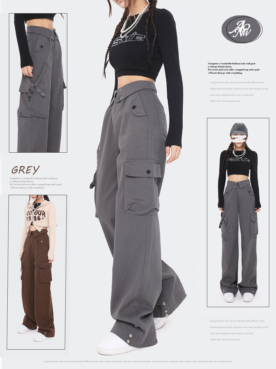 Y2K Style Loose Hip Hop Mopping Pants-ntbhshop