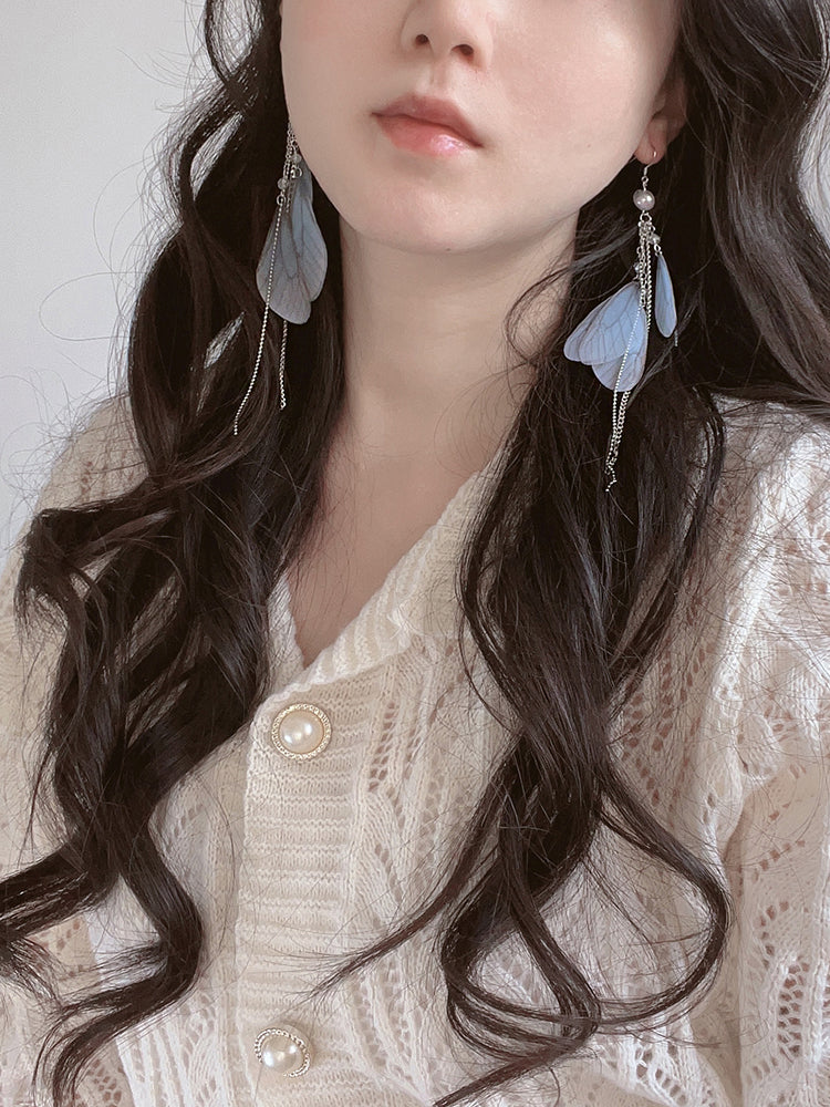 Fairy Wings Butterfly Tassel Earrings & Clips-ntbhshop