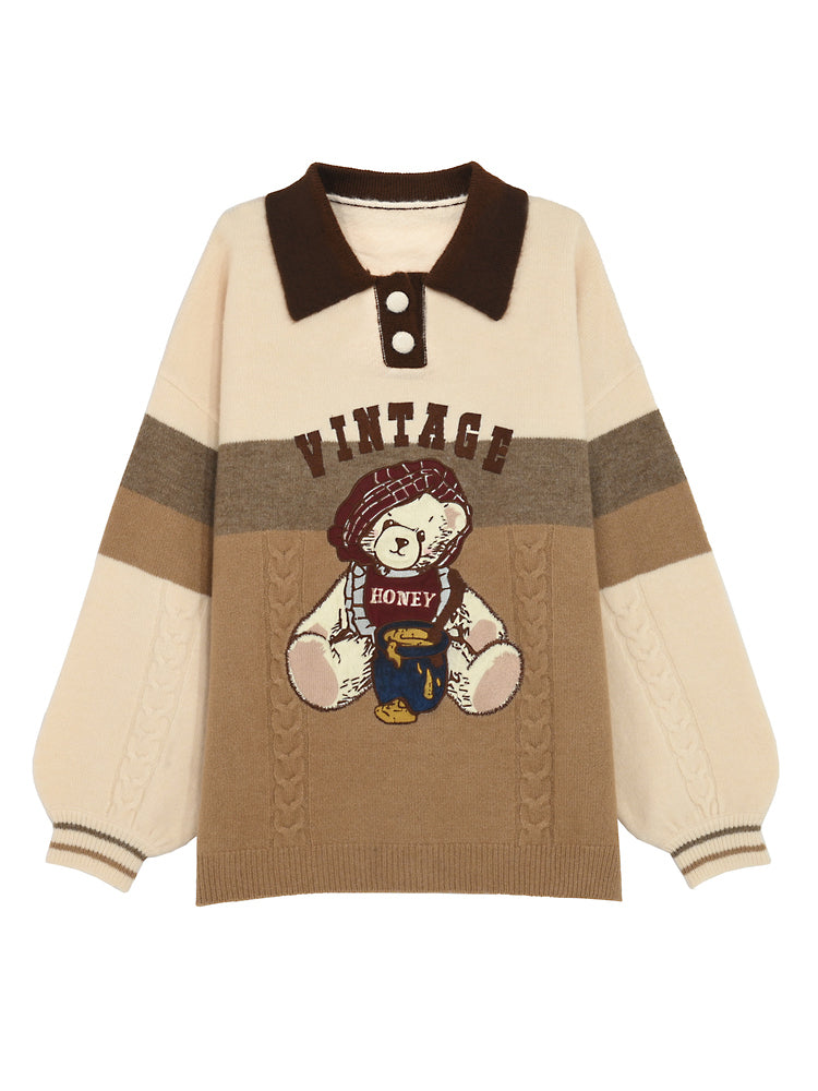Vintage Bear Knit Sweater-ntbhshop