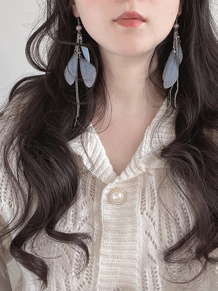 Fairy Wings Butterfly Tassel Earrings & Clips-ntbhshop