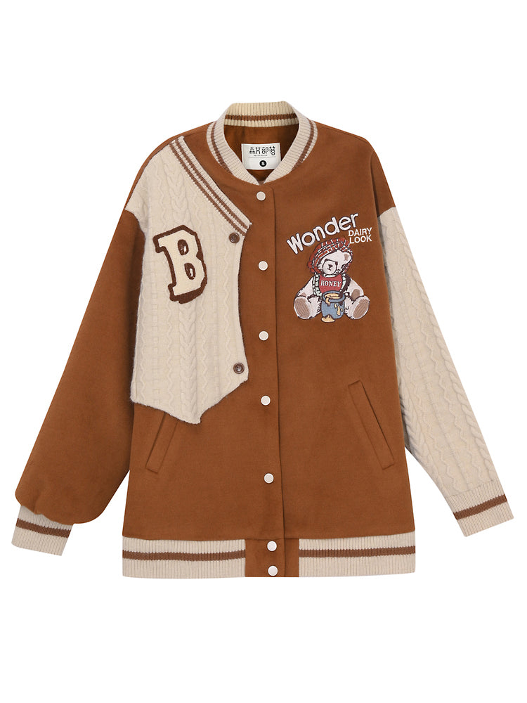 Wonder Bear Wool Baseball Coat-ntbhshop