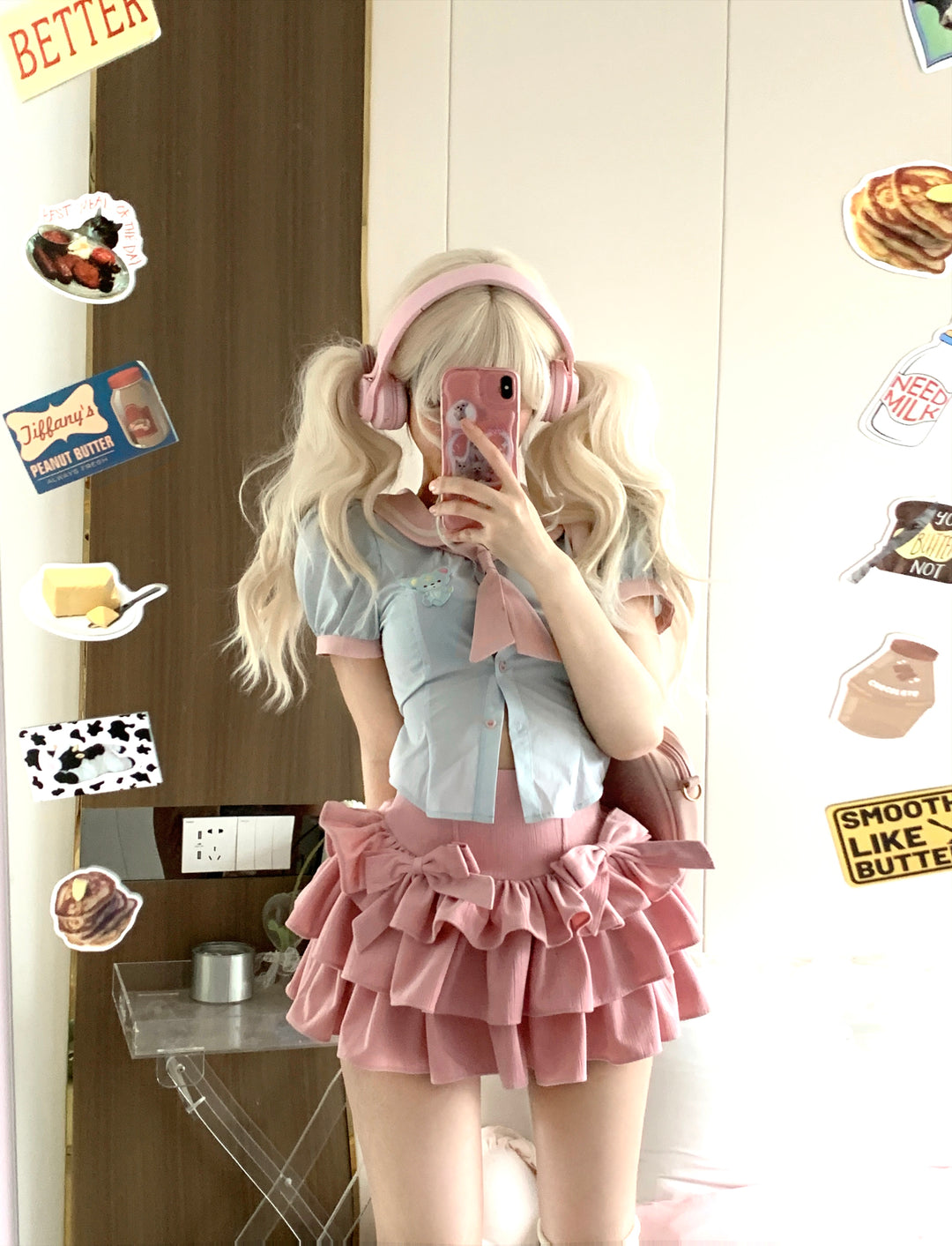 Sweet and Spicy Running Sweetheart Doll Collar Short Sleeve Top-ntbhshop