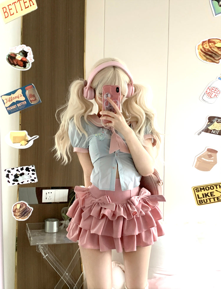 Sweet and Spicy Running Sweetheart Doll Collar Short Sleeve Top-ntbhshop