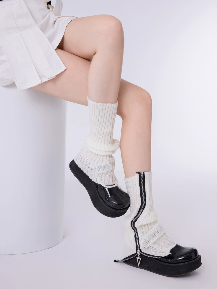 Zipper Breeze Knit Leg Warmers-ntbhshop