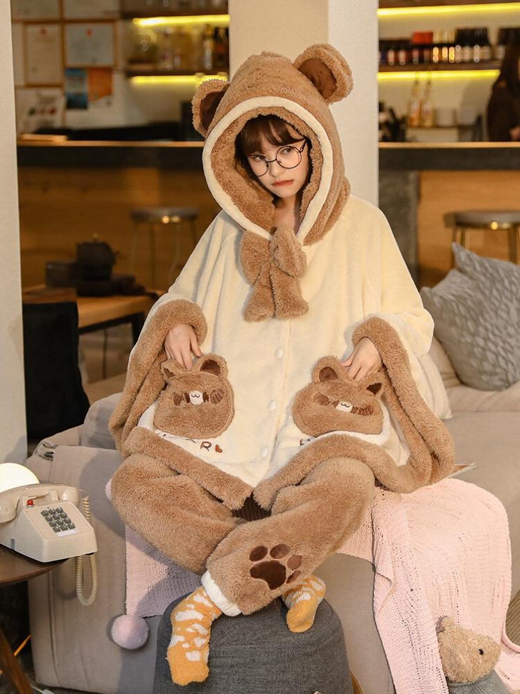 Brown Bear Cozy Winter Dreamy Flannel Pajama Set - ntbhshop