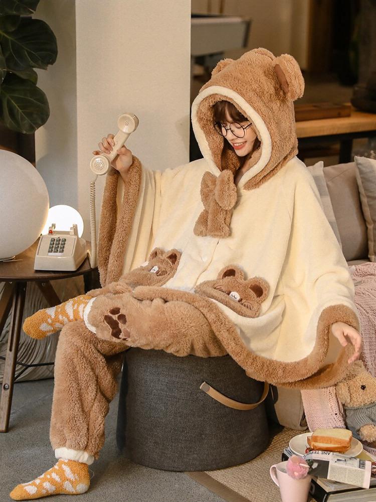 Brown Bear Cozy Dreamy Winter Flannel Pajama Set-ntbhshop