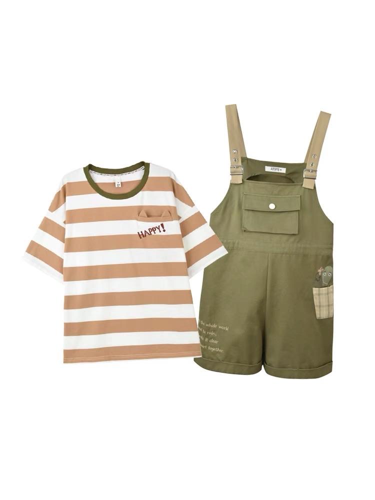 Happy Cactus Tee & Overall Shorts-ntbhshop