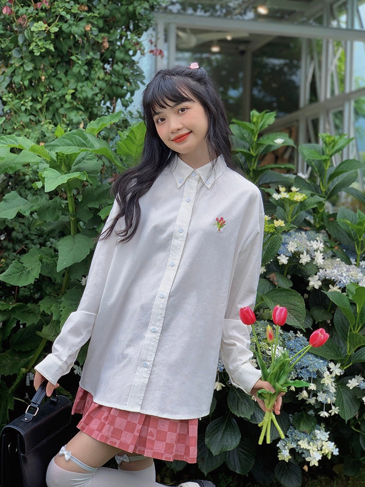 Tulip Dream Embroidery Shirt-ntbhshop