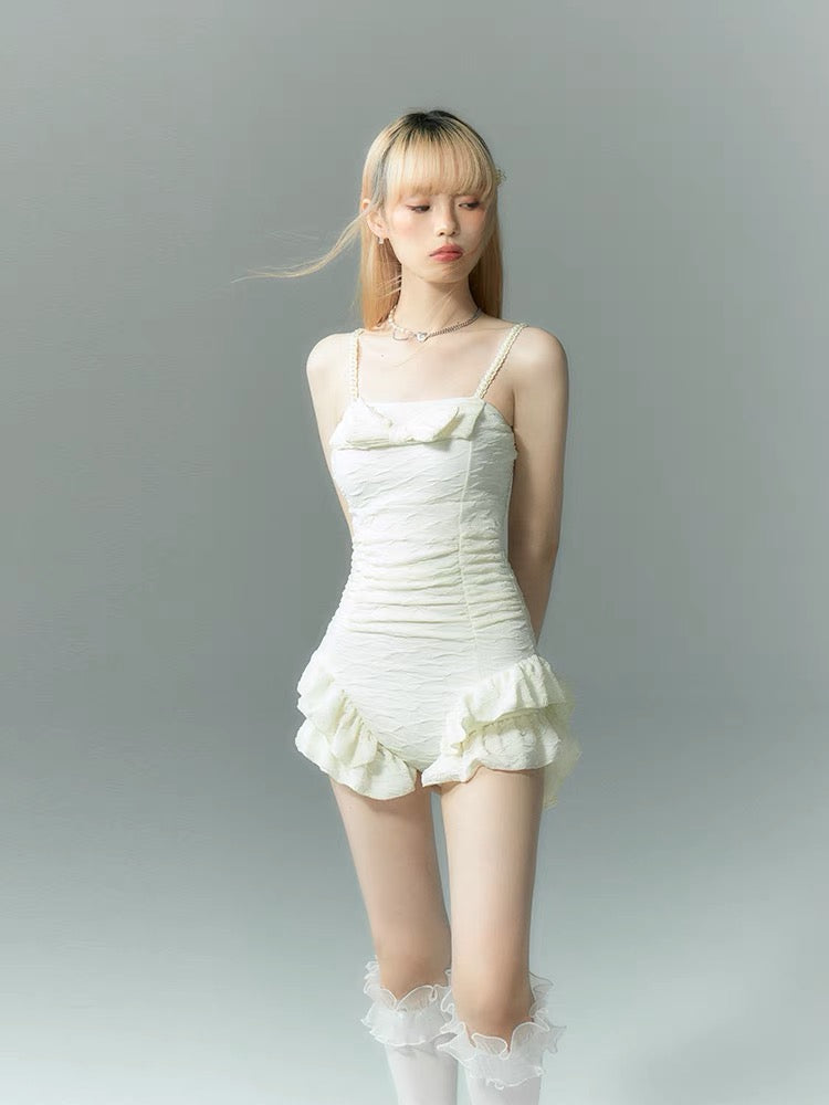 Lady in Ivory Bow Knot Swimsuit-ntbhshop