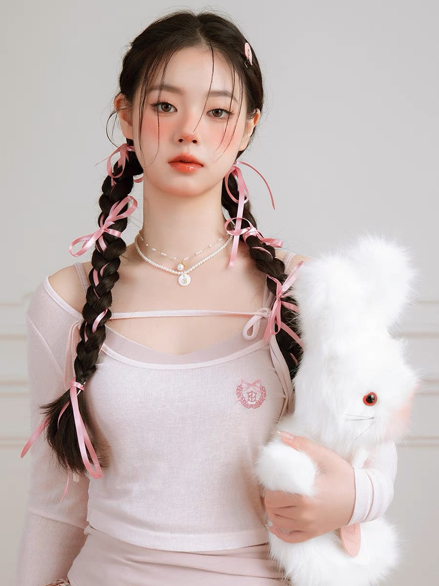 Balletcore Two-Piece Ribbed Crop Tops-ntbhshop