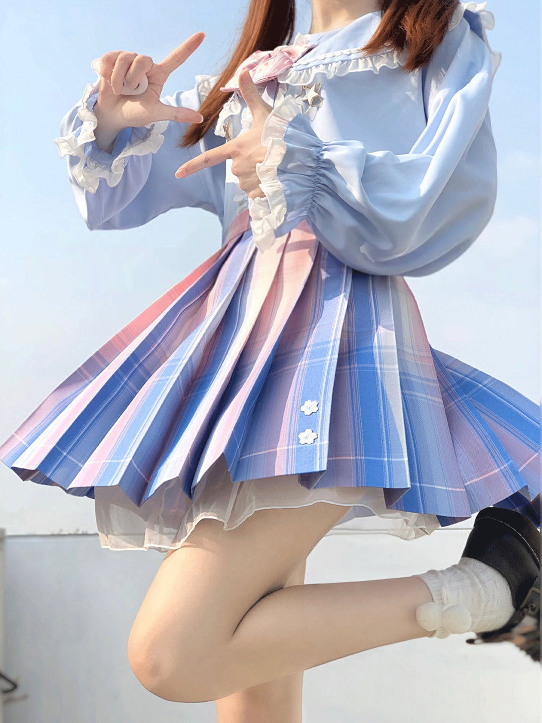 Sakura Lollipop JK Uniform Blouse with Metal Star Pendants-ntbhshop