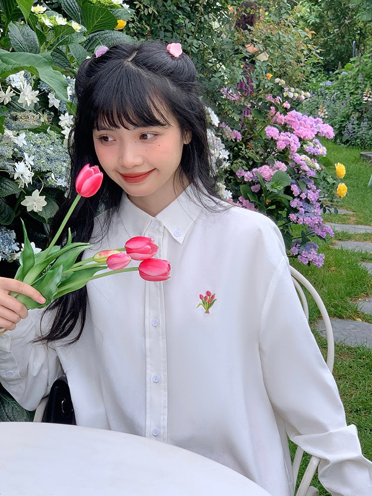 Tulip Dream Embroidery Shirt-ntbhshop