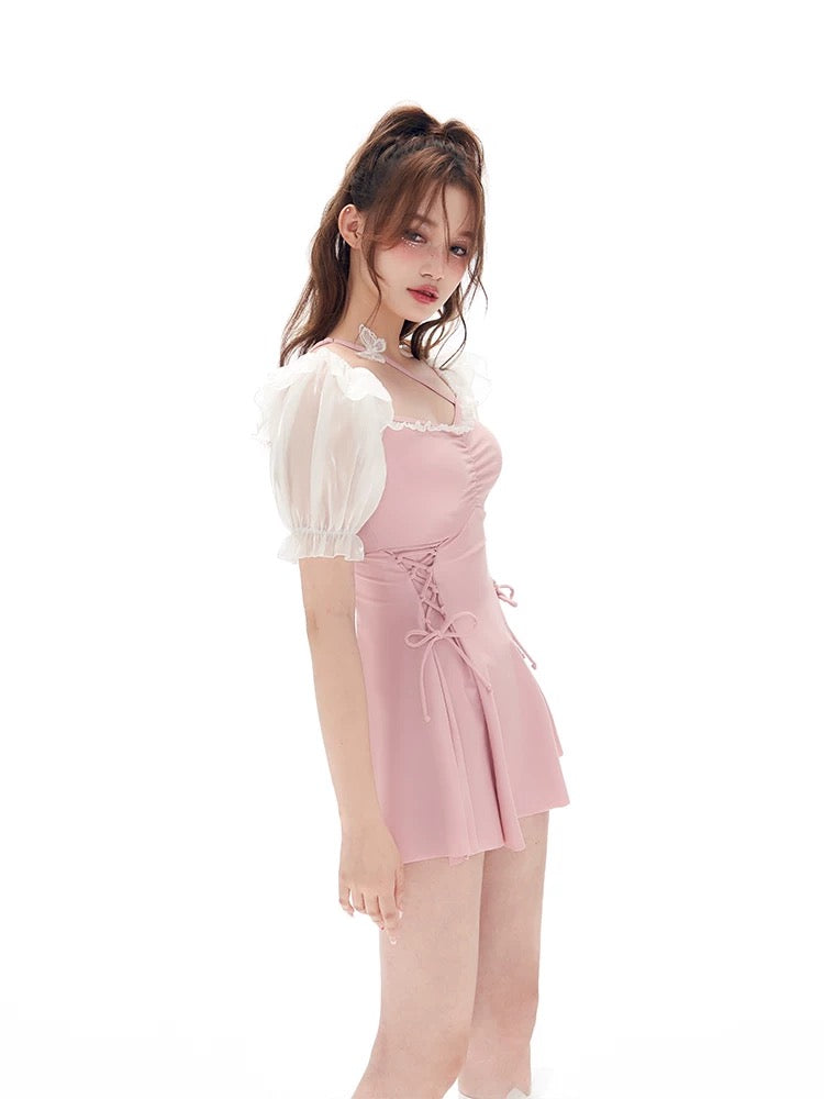 Pretty in Pink Puff Sleeve Swimsuit-ntbhshop
