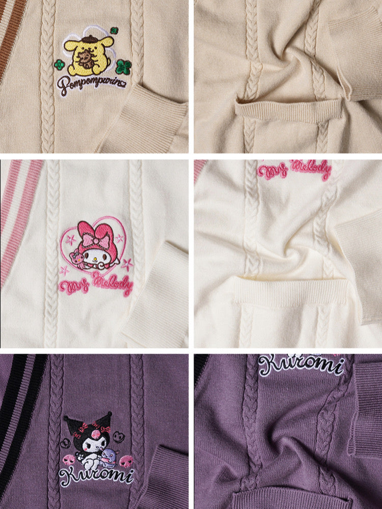 Kuromi My Melody Pompompurin Hello Kitty Knit Cardigans-ntbhshop
