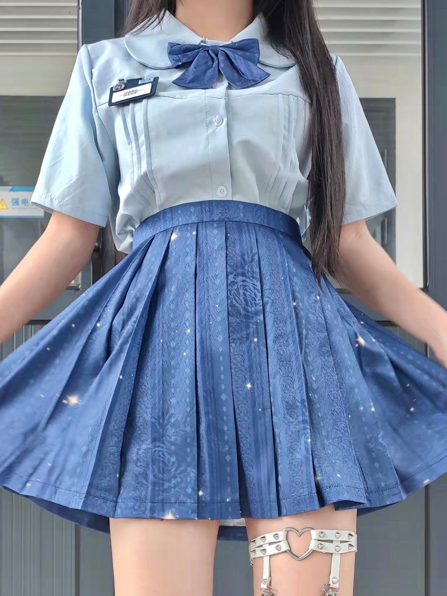 Stardust Floral Print JK Uniform Skirts-ntbhshop
